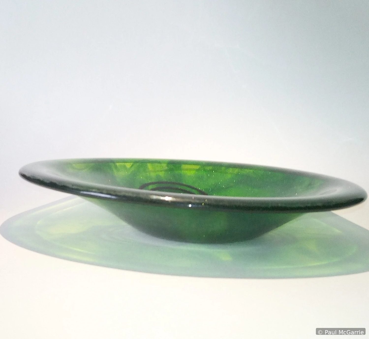 Triskelion Glass Bowl, fused glass artwork by Paul McGarrie, photograph 1