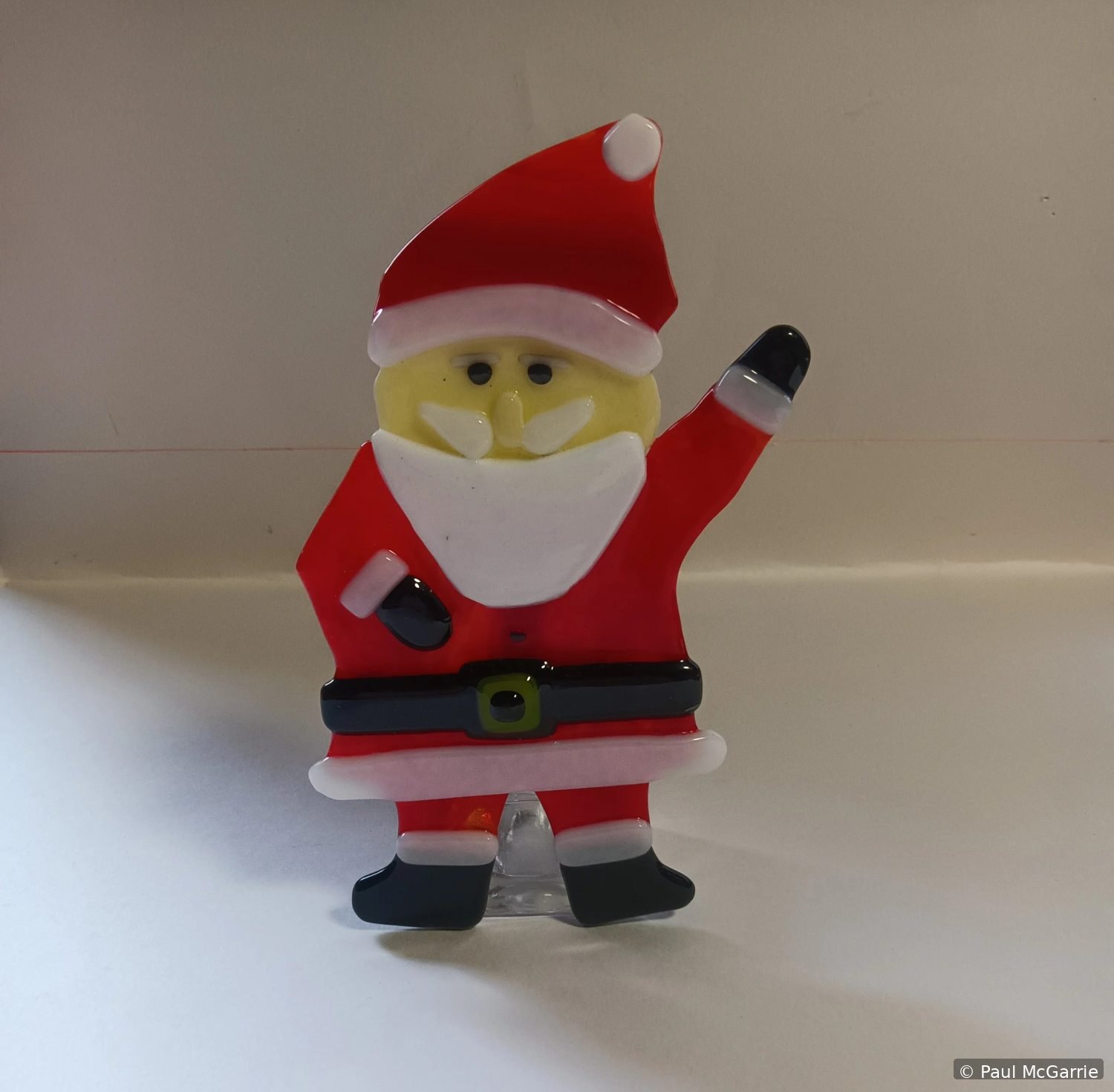 Santa Glass Decoration, fused glass artwork by Paul McGarrie, photograph 1