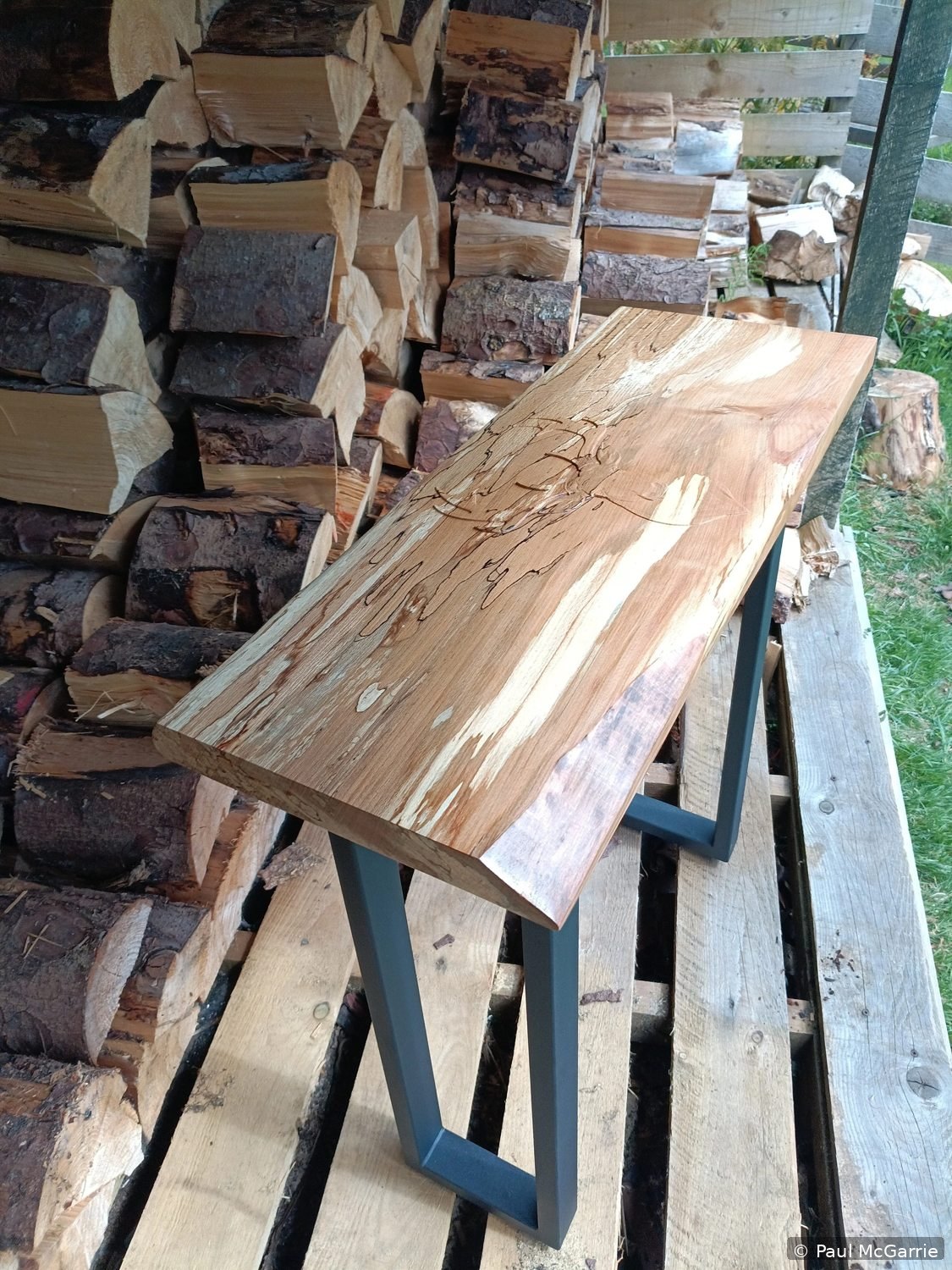 Spalted Beech Hall Table, wood artwork by Paul McGarrie, photograph 1